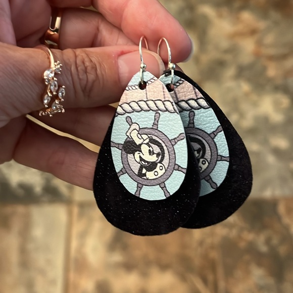 HANDMADE Boutique Cartoon faux leather Double layer earrings! - Picture 5 of 5